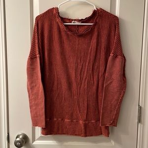 Abree Rust/Orange Waffle Knit Top Size Small